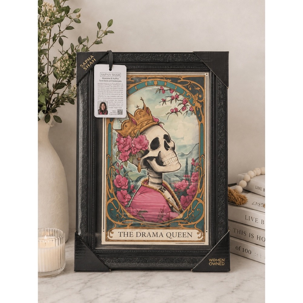 Sapna Shah "The Drama Queen" Framed Skeleton Tarot Art Print 12"x18" Viral